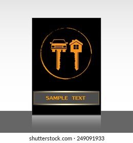Vector illustration of car keys and house 