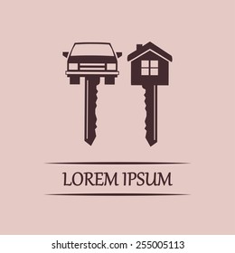 Vector illustration of car keys and house 
