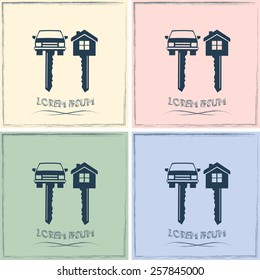 Vector illustration of car keys and house 