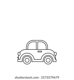 Vector illustration of a car in line art style isolated on white background. Children's car illustration