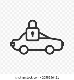 Vector illustration of car lock icon in dark color and transparent background(png).