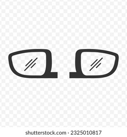 Vector illustration of car mirror icon in dark color and transparent background(PNG).