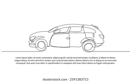 Vector illustration of a car. Modern flat in continuous line style.