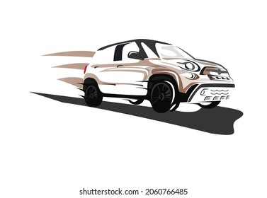 Vector illustration of a car on the road