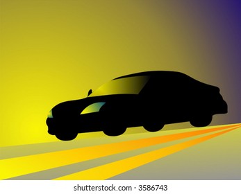 Vector illustration of the car on road