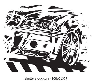 Vector illustration of car on white background.