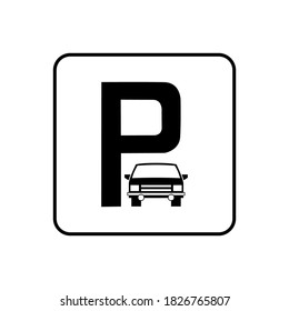 Vector illustration of a car park sign icon.
