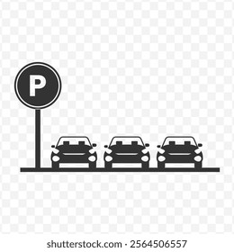 Vector illustration of car parking zone icon in dark color and transparent background(PNG).