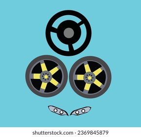 Vector illustration, car parts icons set.car stock vector illustration.