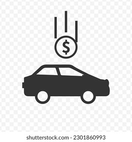 Icono vectorial de los precios del coche en color oscuro y fondo transparente (png).