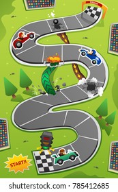 A vector illustration of Car Racing Board Game