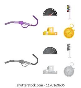 Vector illustration of car and rally icon. Set of car and race vector icon for stock.