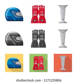 Vector illustration of car and rally icon. Set of car and race stock vector illustration.