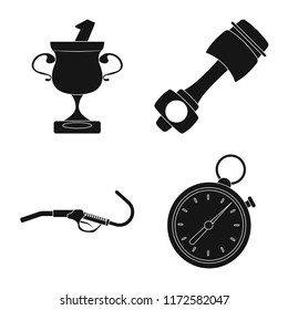 Vector illustration of car and rally icon. Collection of car and race vector icon for stock.