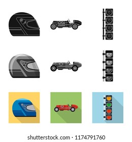 Vector illustration of car and rally icon. Collection of car and race vector icon for stock.