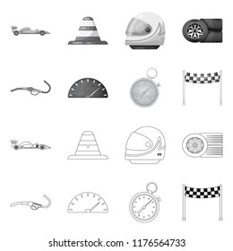 Vector illustration of car and rally icon. Set of car and race stock symbol for web.