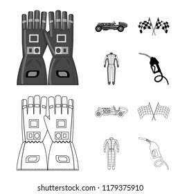Vector illustration of car and rally icon. Collection of car and race stock symbol for web.
