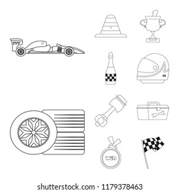 Vector illustration of car and rally icon. Collection of car and race vector icon for stock.