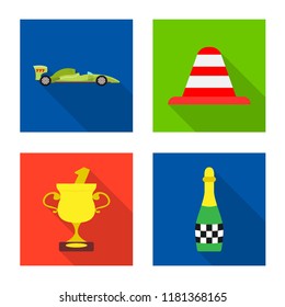 Vector illustration of car and rally icon. Set of car and race vector icon for stock.