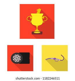 Vector illustration of car and rally icon. Set of car and race stock vector illustration.
