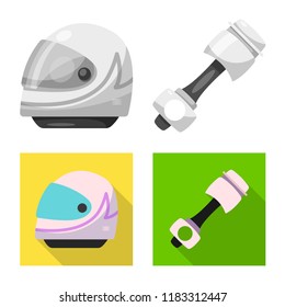 Vector illustration of car and rally icon. Collection of car and race vector icon for stock.
