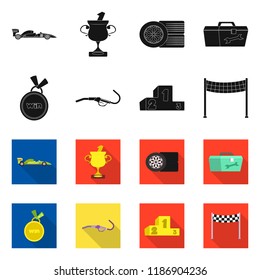 Vector illustration of car and rally icon. Set of car and race vector icon for stock.