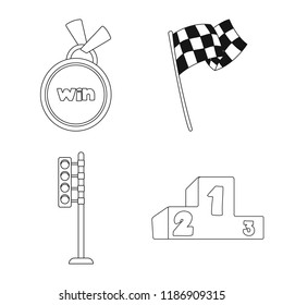 Vector illustration of car and rally icon. Set of car and race stock vector illustration.