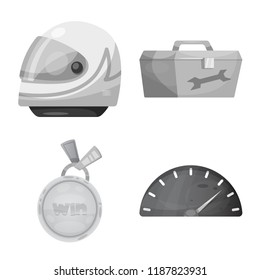Vector illustration of car and rally icon. Set of car and race stock symbol for web.