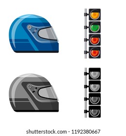 Vector illustration of car and rally icon. Set of car and race vector icon for stock.