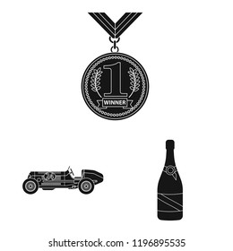 Vector illustration of car and rally icon. Collection of car and race stock symbol for web.