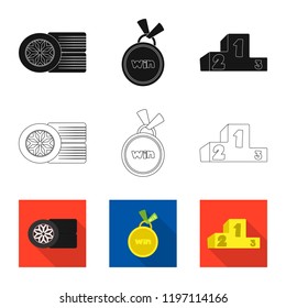 Vector illustration of car and rally icon. Set of car and race vector icon for stock.