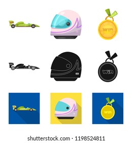 Vector illustration of car and rally icon. Collection of car and race stock symbol for web.