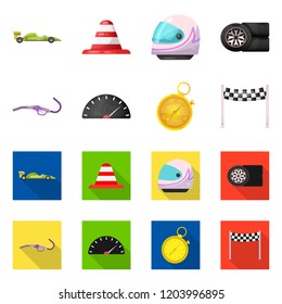 Vector illustration of car and rally icon. Collection of car and race stock vector illustration.