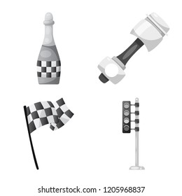 Vector illustration of car and rally icon. Set of car and race stock symbol for web.