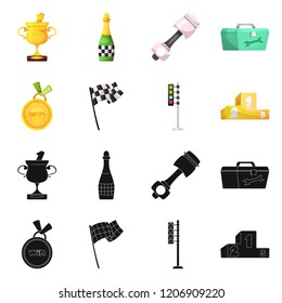 Vector illustration of car and rally icon. Collection of car and race stock vector illustration.