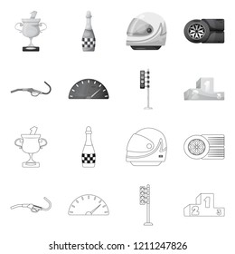 Vector illustration of car and rally icon. Collection of car and race stock symbol for web.