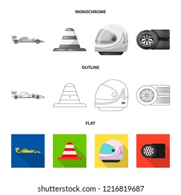 Vector illustration of car and rally icon. Collection of car and race stock symbol for web.