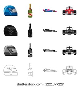 Vector illustration of car and rally icon. Collection of car and race vector icon for stock.