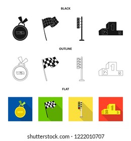 Vector illustration of car and rally icon. Collection of car and race vector icon for stock.