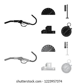 Vector illustration of car and rally icon. Collection of car and race stock symbol for web.