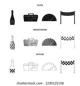 Vector illustration of car and rally icon. Set of car and race stock symbol for web.