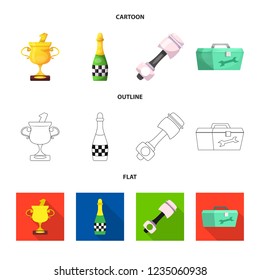 Vector illustration of car and rally icon. Collection of car and race stock symbol for web.