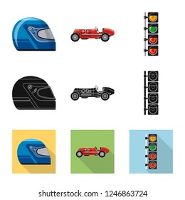 Vector illustration of car and rally icon. Set of car and race stock vector illustration.