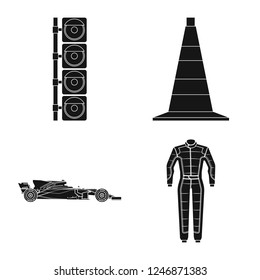 Vector illustration of car and rally icon. Set of car and race stock vector illustration.