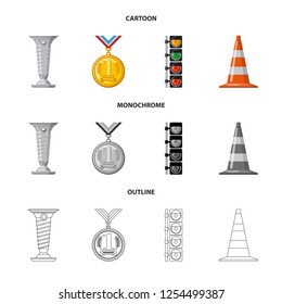 Vector illustration of car and rally icon. Set of car and race stock symbol for web.