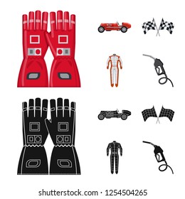Vector illustration of car and rally icon. Set of car and race stock vector illustration.