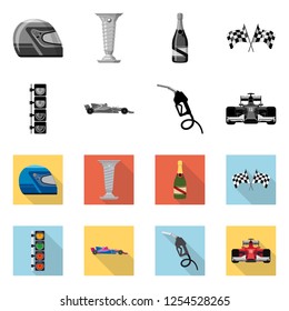 Vector illustration of car and rally icon. Set of car and race stock symbol for web.