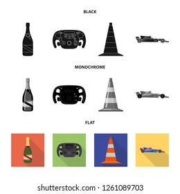 Vector illustration of car and rally icon. Set of car and race stock symbol for web.