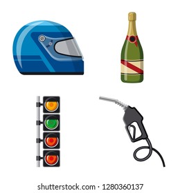 Vector illustration of car and rally icon. Collection of car and race stock symbol for web.