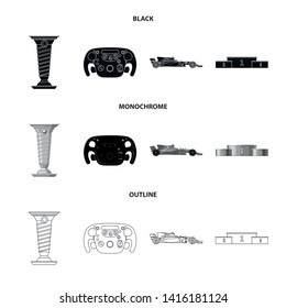 Vector illustration of car and rally icon. Collection of car and race stock vector illustration.